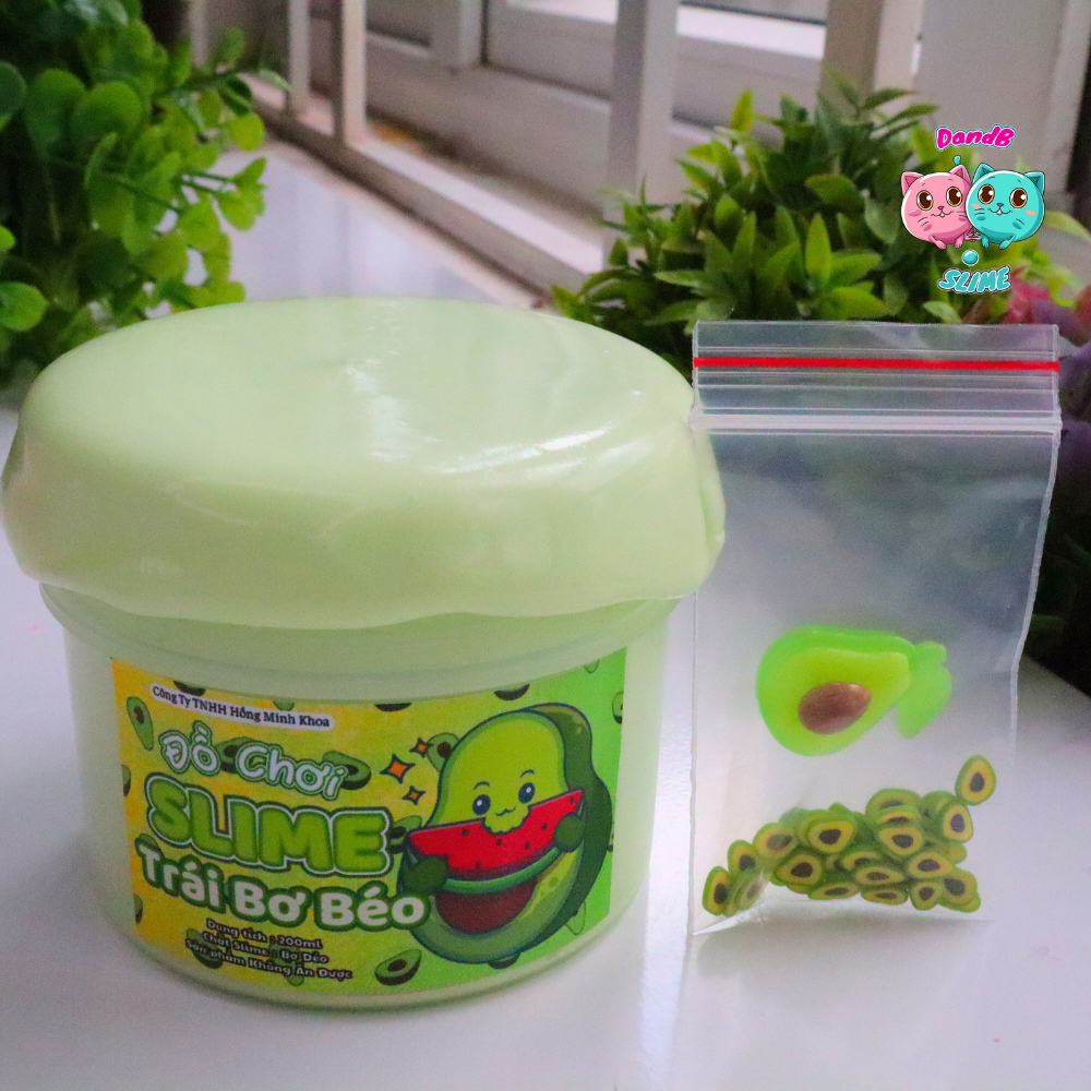 DIY SLIME Trái Bơ Béo / Đồ Chơi Slime Bơ Màu Xanh / Kèm Charm và Cốm /Chất Slime Dẻo Dai và Thơm