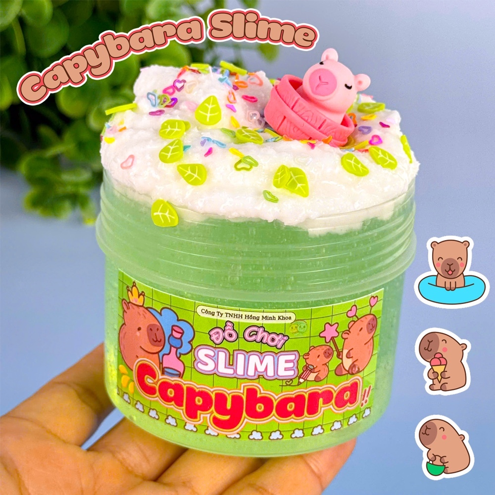 CAPYBARA Slime Trong Suốt Màu Xanh Lá Tự Trang Trí Đồ Chơi Giải Trí Có Kèm Charm