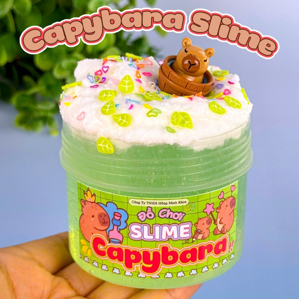 CAPYBARA Slime Trong Suốt Màu Xanh Lá Tự Trang Trí Đồ Chơi Giải Trí Có Kèm Charm