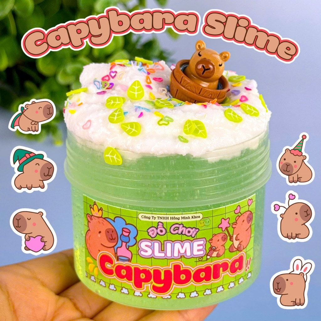 CAPYBARA Slime Trong Suốt Màu Xanh Lá Tự Trang Trí Đồ Chơi Giải Trí Có Kèm Charm