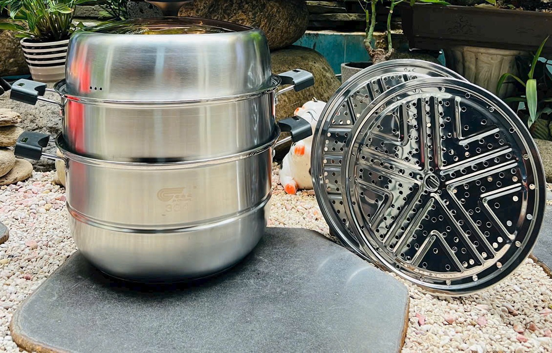 Nồi Hấp Inox 304 2 Ngăn 2 Vỉ – Đa Năng, An Toàn, Tiện Lợi Cho Mọi Nhà
