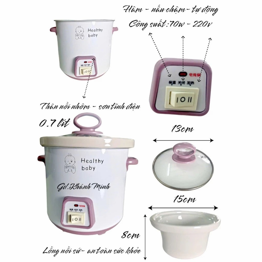 Nồi Tiềm Nấu Chậm Dùng Để Hầm Gà, Chưng Yến, Nấu Cháo Vô Cùng Tiện Lợi Với Nhiều Kích Thước Lớn Nhỏ