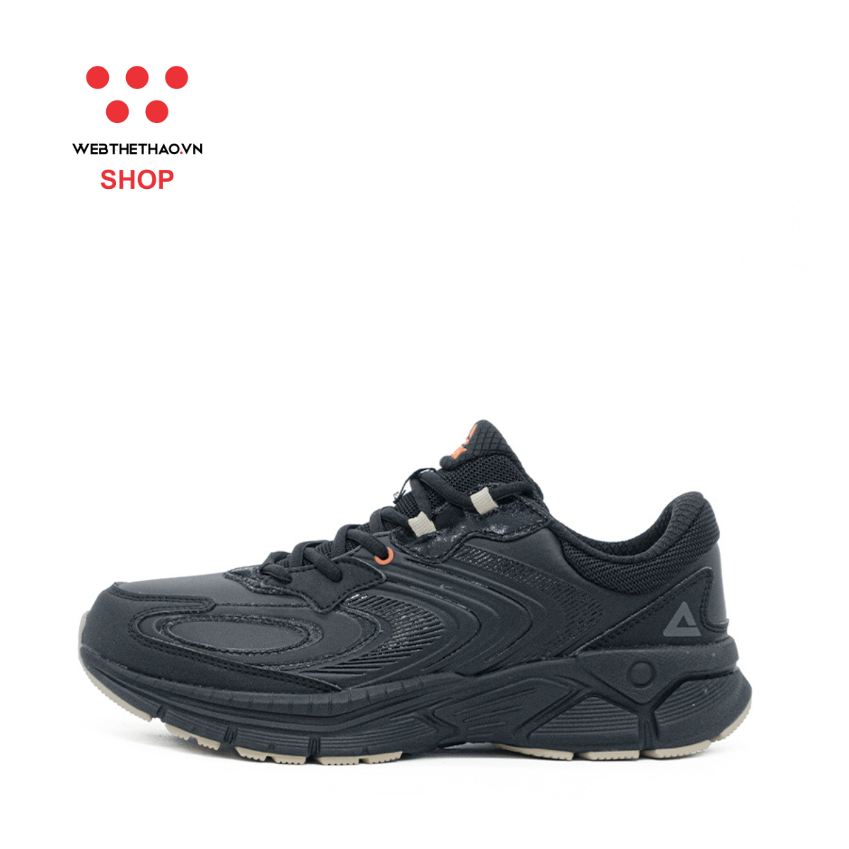 Giày chạy bộ Nam PEAK Cushioning Running Water-Repellent "Đen All Black" E224007HDA – Hàng Chính Hãng