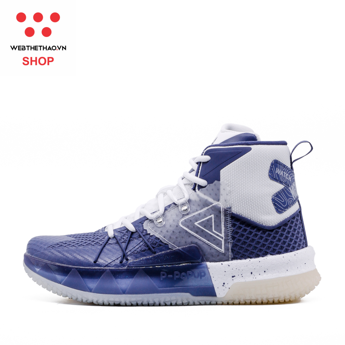 Giày bóng rổ PEAK Basketball Monster 8 V2 High Top "Xanh Ghi" E231371AXG – Hàng Chính Hãng