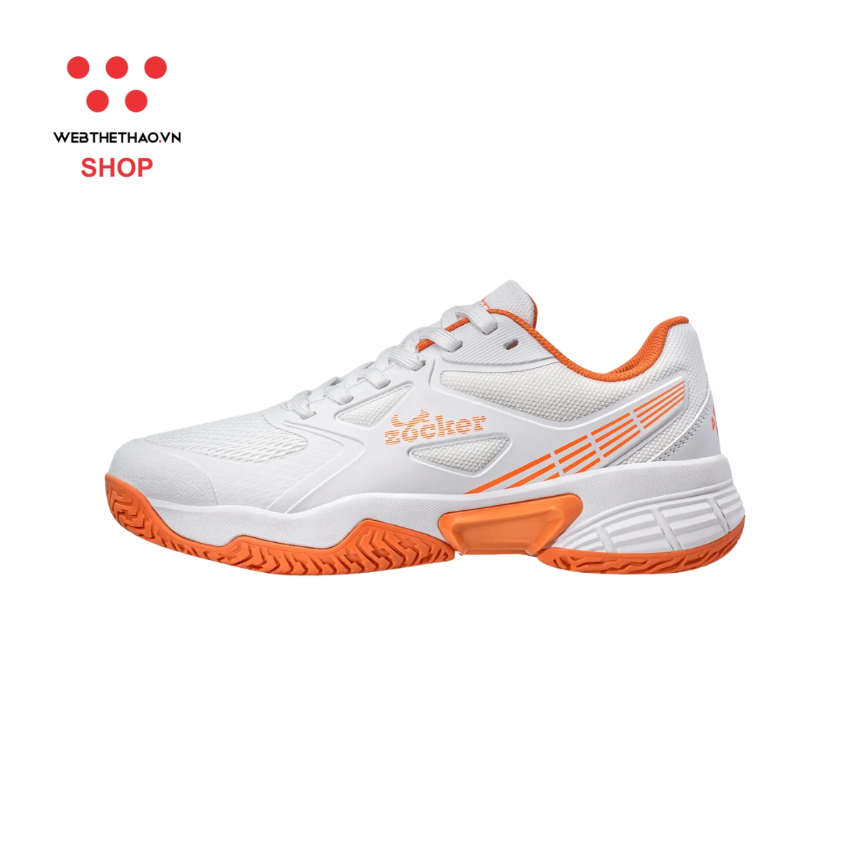 Giày Thể Thao Pickleball Zocker Aspire Speed "Trắng/Cam" Z-AspireS-04 - Hàng Chính Hãng