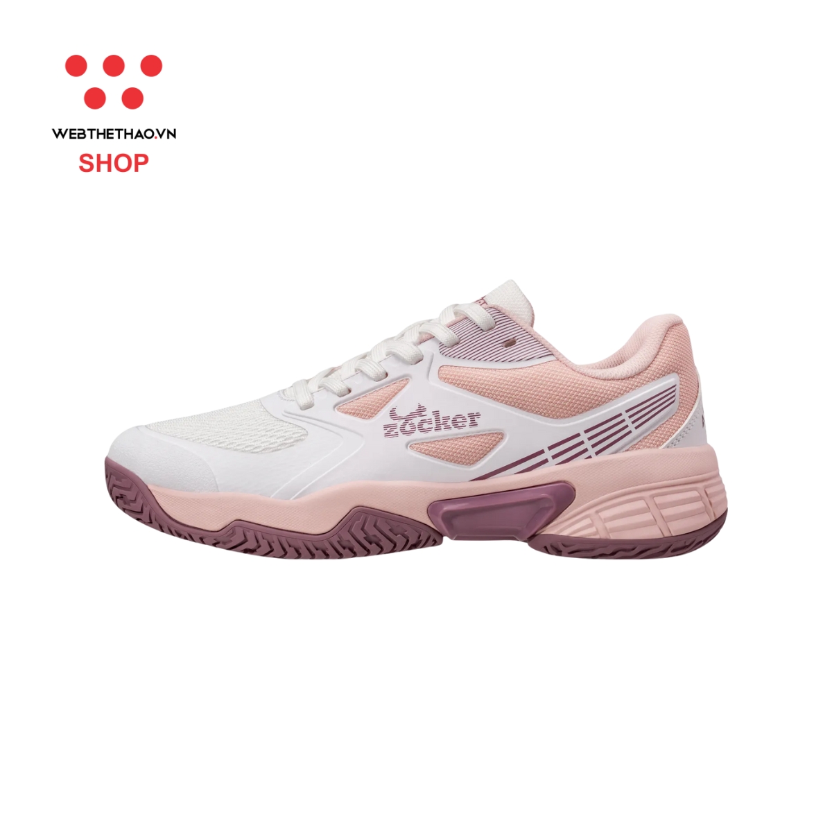 Giày Thể Thao Pickleball Zocker Aspire Speed "Trắng/Hồng/Tím" Z-AspireS-05 - Hàng Chính Hãng