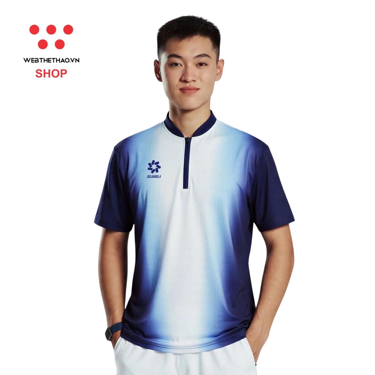 Áo polo thể thao Jogarbola Jester màu "Navy Trắng" MJ-A4401-02 - Hàng Chính Hãng