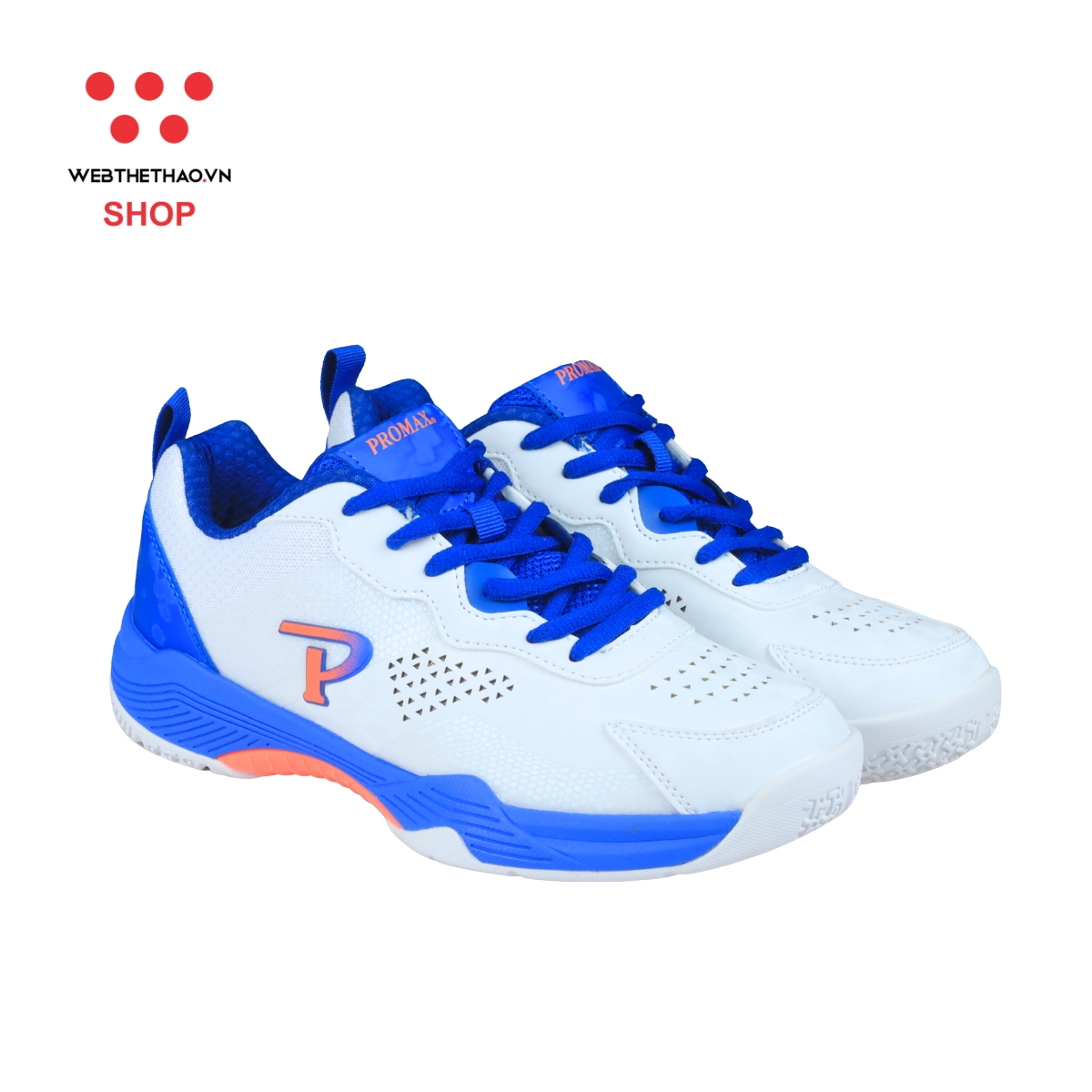 Giày Cầu Lông / Bóng Chuyền Động Lực Promax "White/Blue" PR-241023-06 - Hàng Chính Hãng