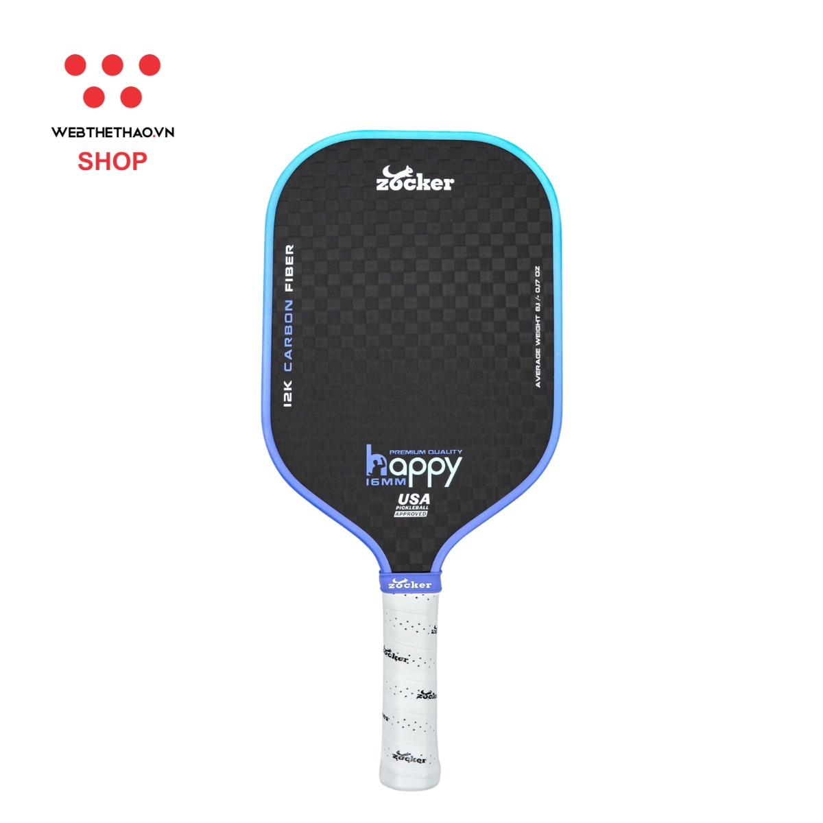 Vợt Pickleball Zocker Happy HP03 Premium Quality "Purple Gradient" HP03-03 - Hàng Chính Hãng