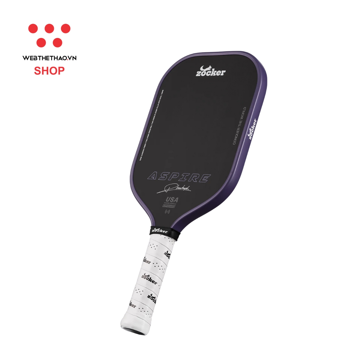 Vợt Pickleball Zocker Aspire x Phúc Huỳnh "Purple" ZAxPH-02 - Hàng Chính Hãng