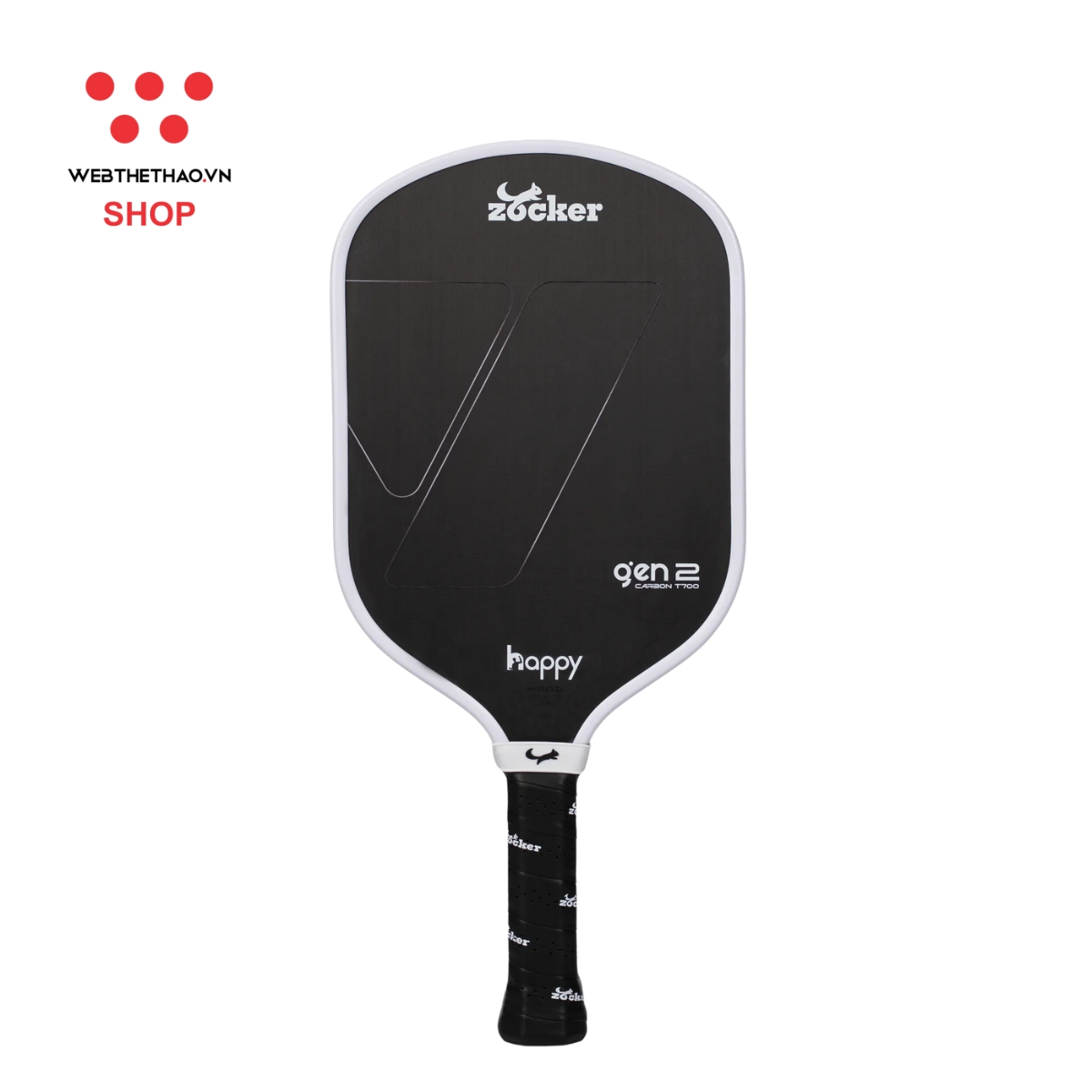 Vợt Pickleball Zocker Happy HP02 Gen 2 "White" HP02-G2-01 - Hàng Chính Hãng