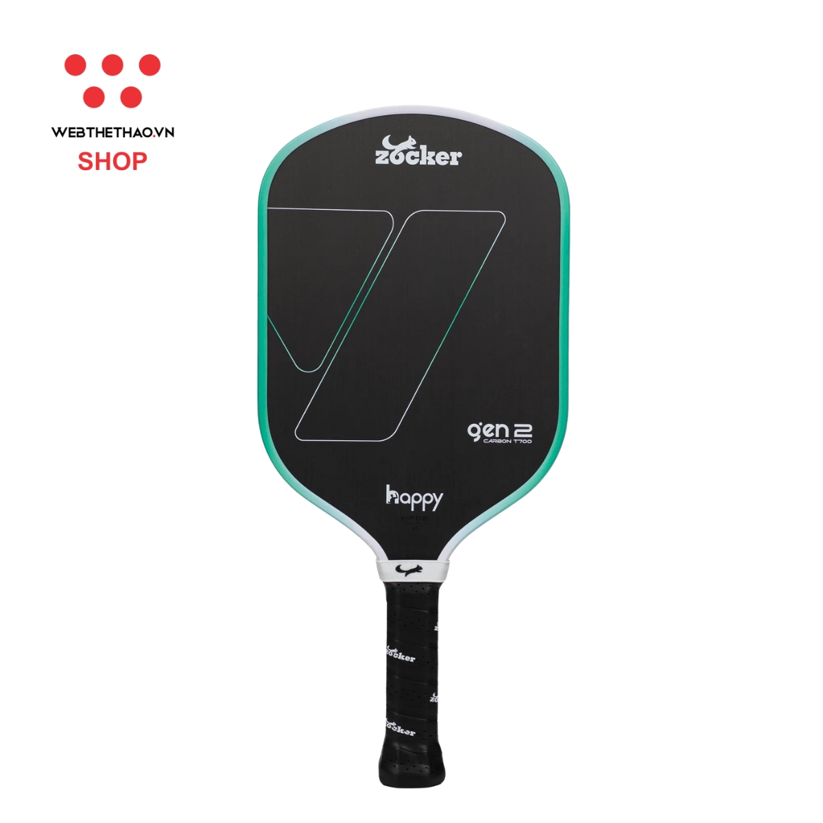Vợt Pickleball Zocker Happy HP02 Gen 2 "White/Mint" HP02-G2-03 - Hàng Chính Hãng