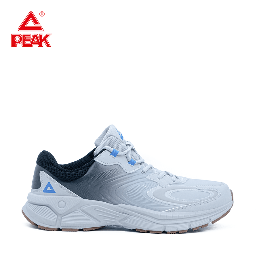 Giày chạy bộ Nam PEAK Cushioning Running Water-Repellent "Ghi Đen" E224007HGD – Hàng Chính Hãng