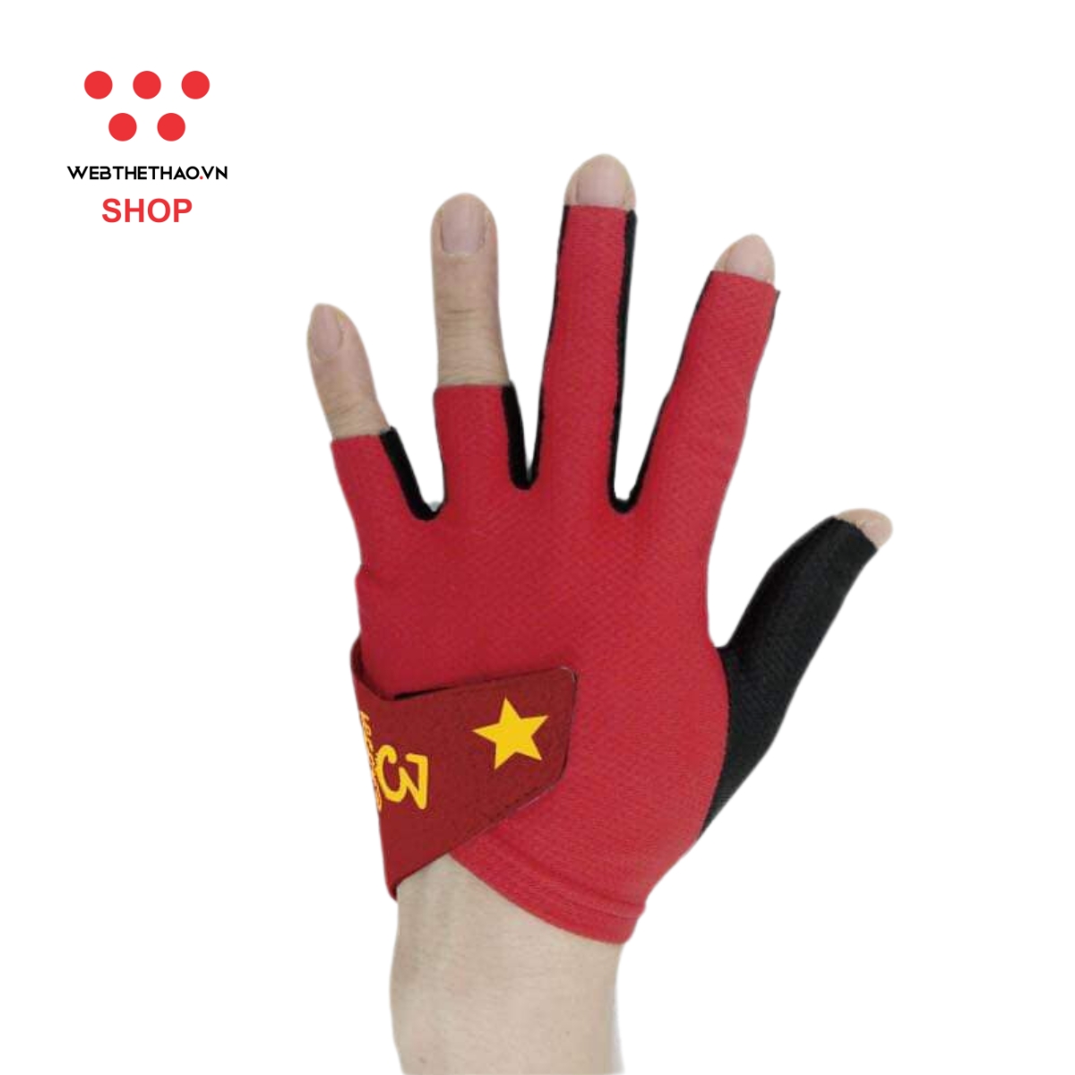 Găng tay bi-a 3 Seconds Limited Edition "Đỏ - Sao Vàng" PR-3GLOVE-VN02 - Hàng Chính Hãng