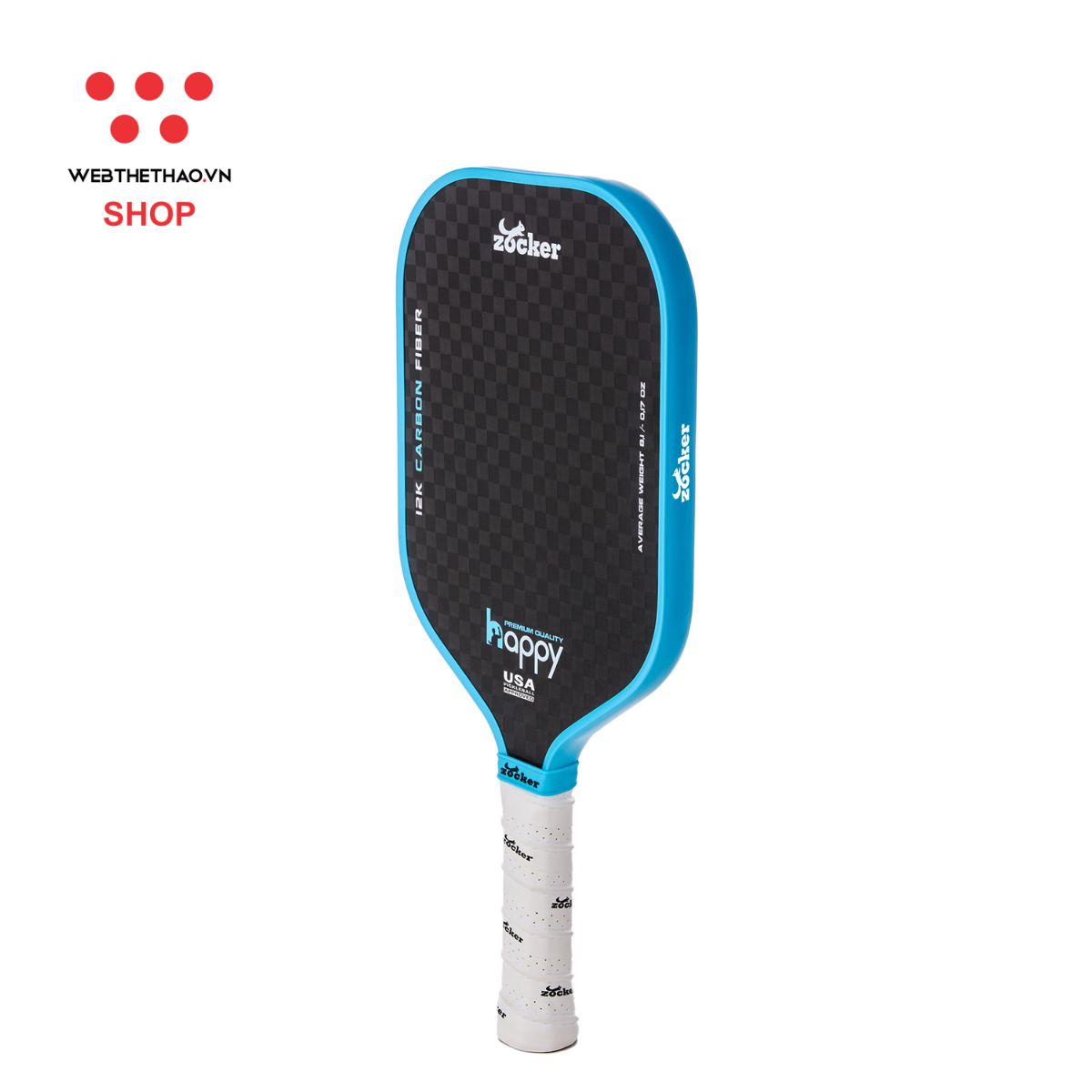 Vợt Pickleball Zocker Happy HP03 Premium Quality "Blue" HP03-01 - Hàng Chính Hãng