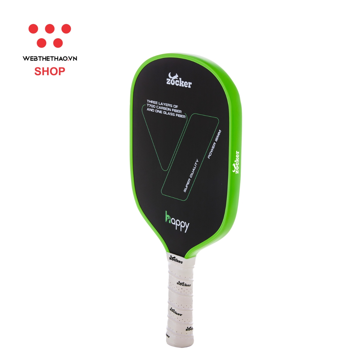 Vợt Pickleball Zocker Happy HP02 Super Quality "Green" HP02-01 - Hàng Chính Hãng