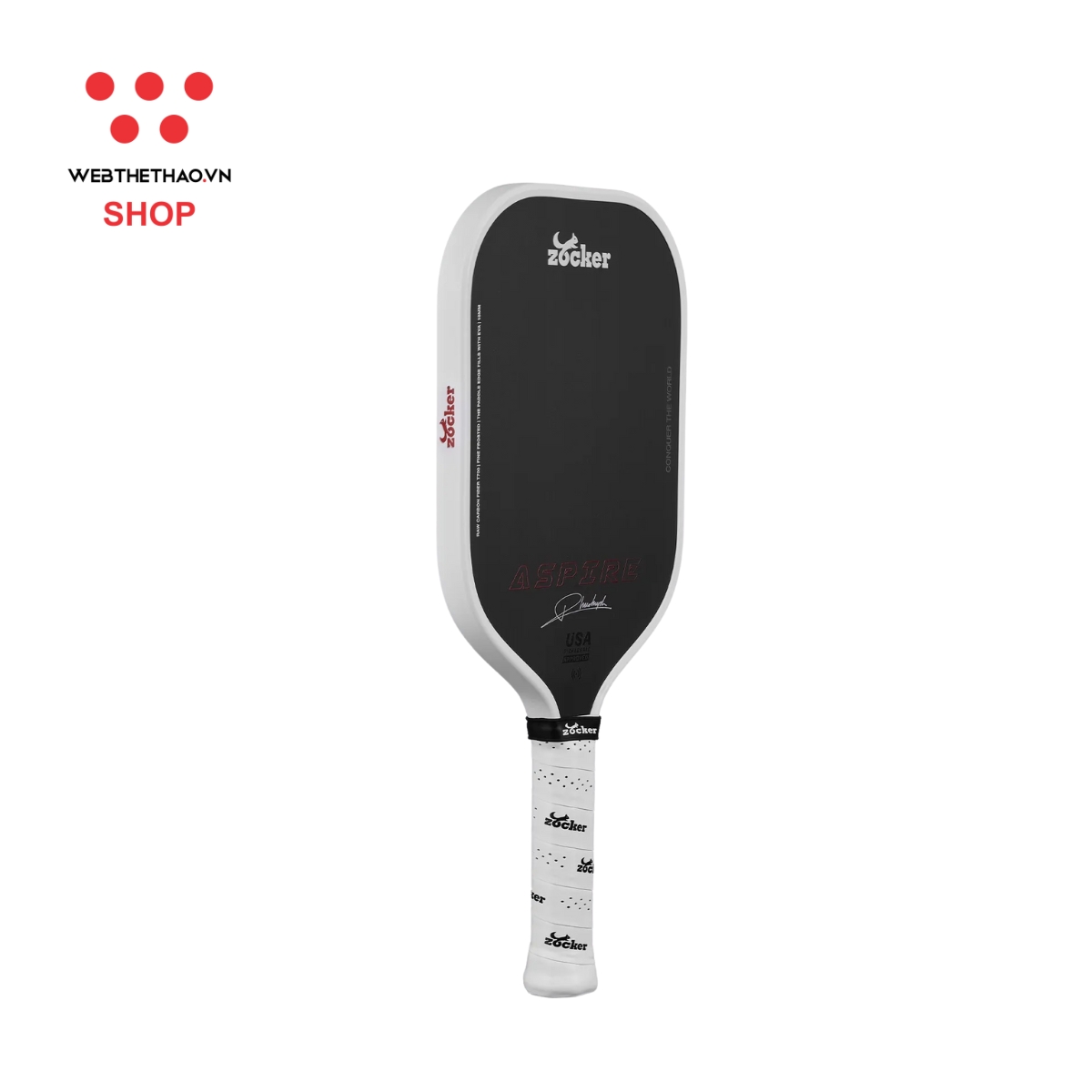 Vợt Pickleball Zocker Aspire x Phúc Huỳnh "White" ZAxPH-03 - Hàng Chính Hãng