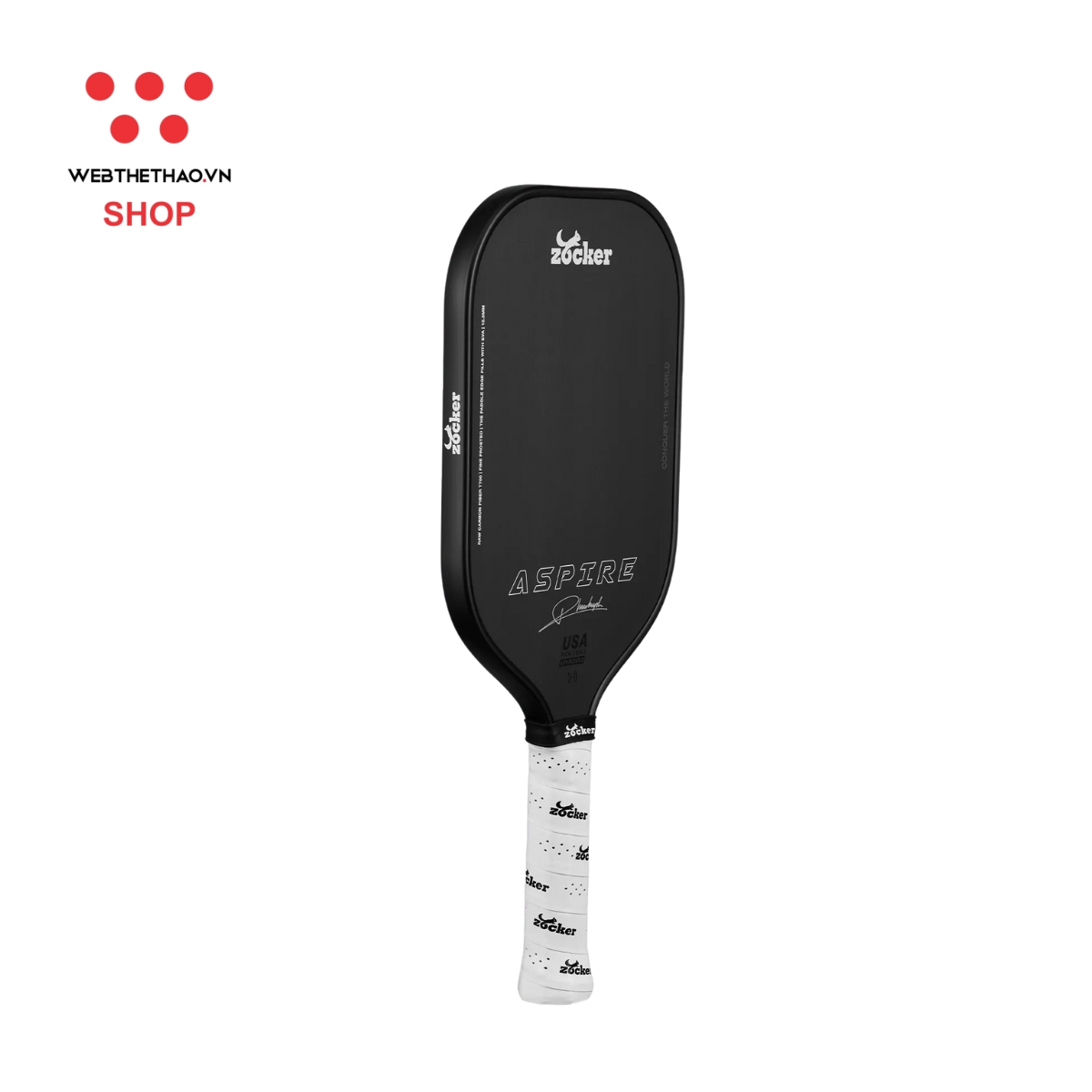 Vợt Pickleball Zocker Aspire x Phúc Huỳnh "Black" ZAxPH-05 - Hàng Chính Hãng