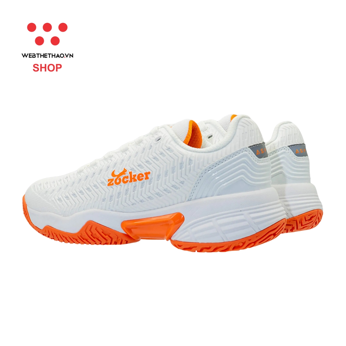 Giày Pickleball Nữ Zocker Aspire "White/Orange" Z-Aspire-07 - Hàng Chính Hãng