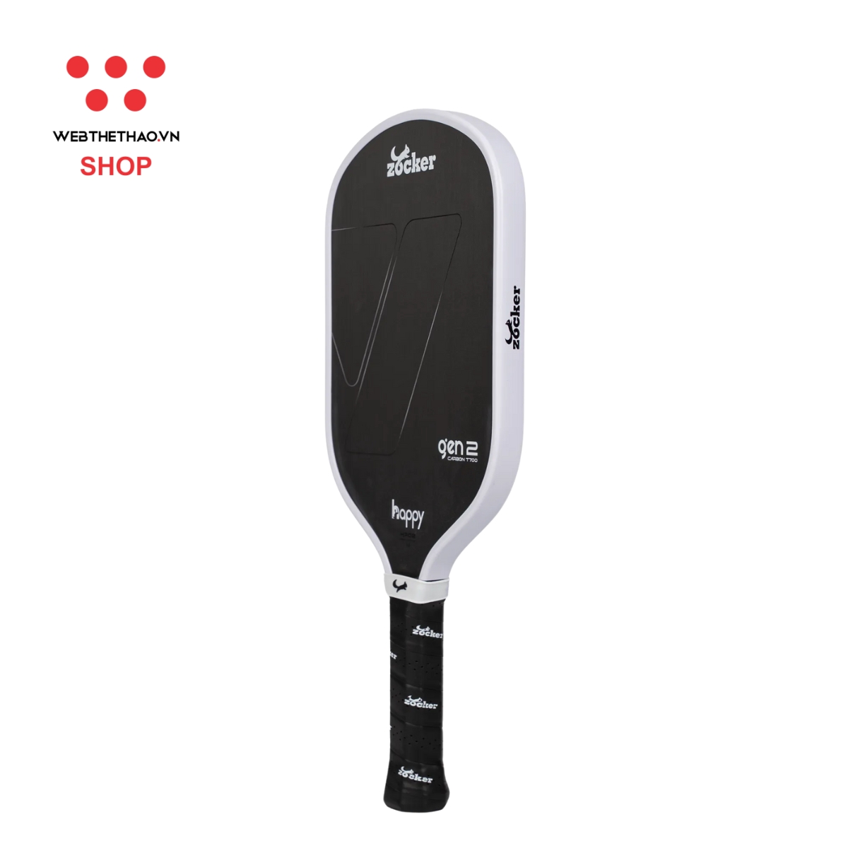Vợt Pickleball Zocker Happy HP02 Gen 2 "White" HP02-G2-01 - Hàng Chính Hãng