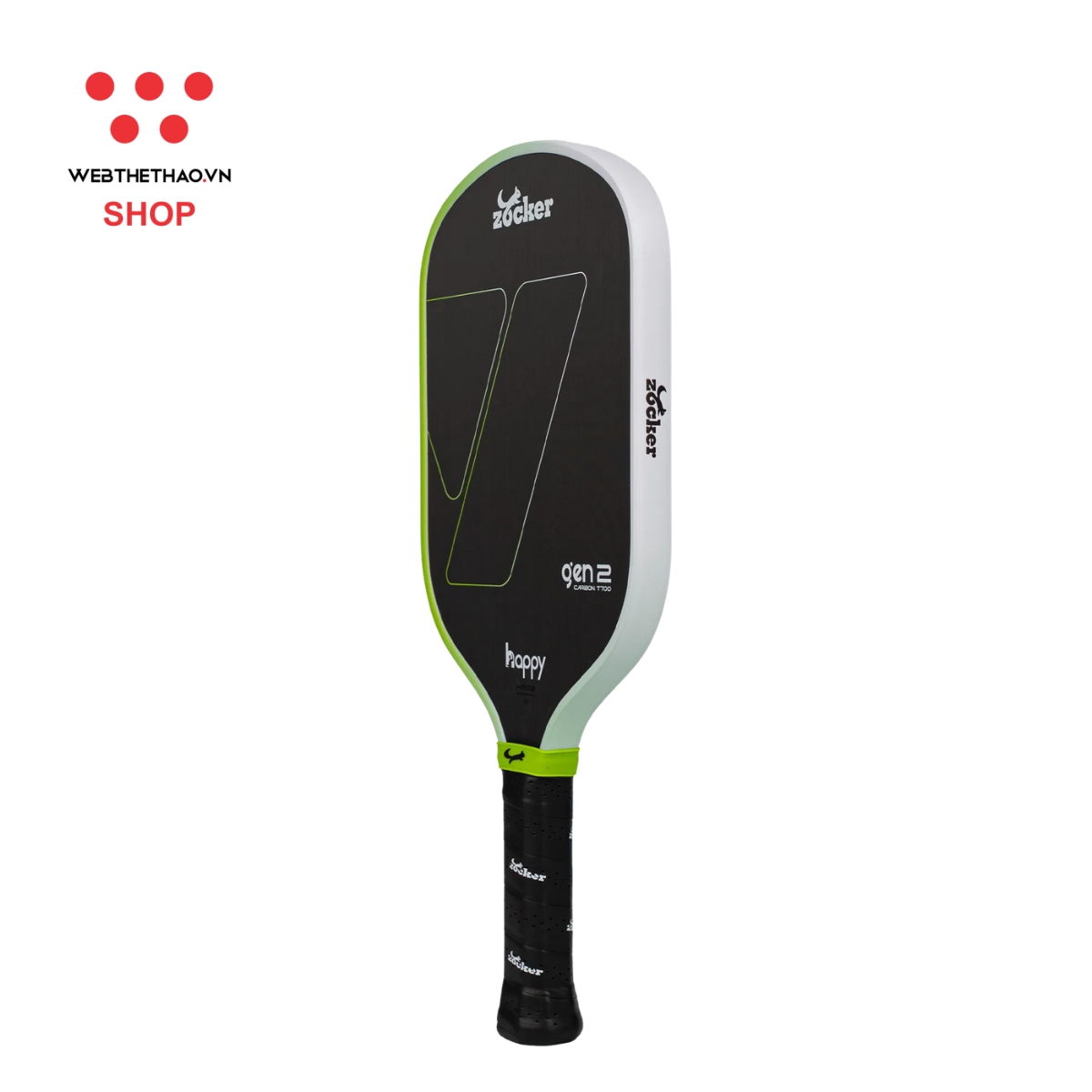 Vợt Pickleball Zocker Happy HP02 Gen 2 "White/Neon" HP02-G2-05 - Hàng Chính Hãng