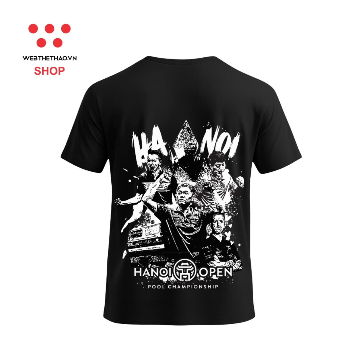 Áo phông thể thao của giải bi-a Hanoi Open 2025 "Đen" - Hàng Chính Hãng