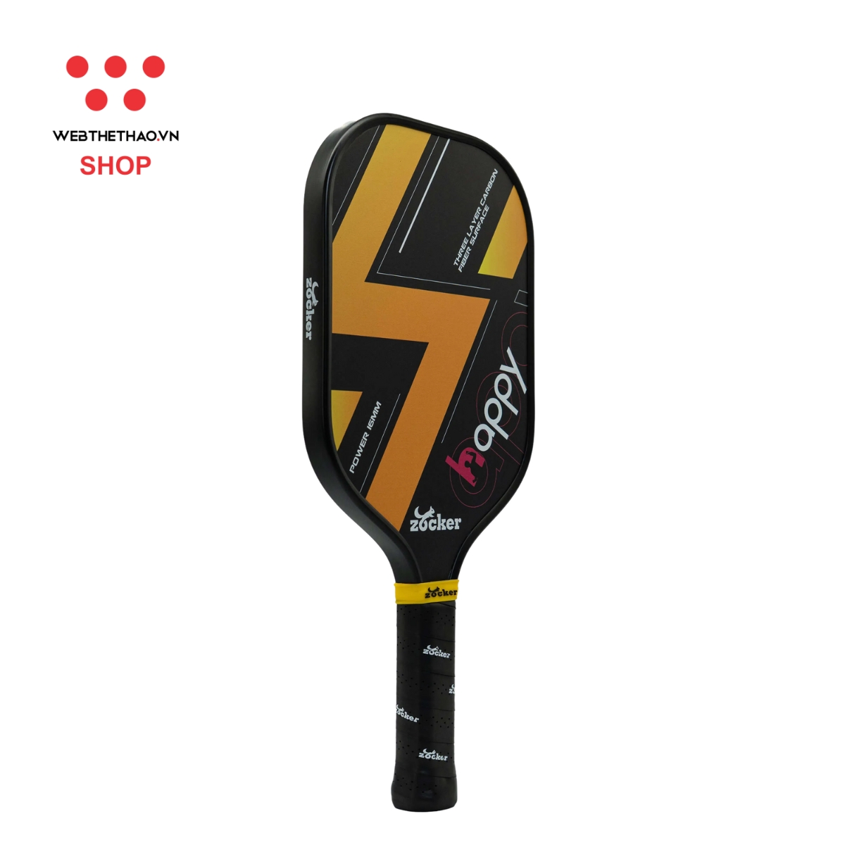 Vợt Pickleball Zocker Happy HP01 Standard Thunder "Yellow" HP01-08 - Hàng Chính Hãng