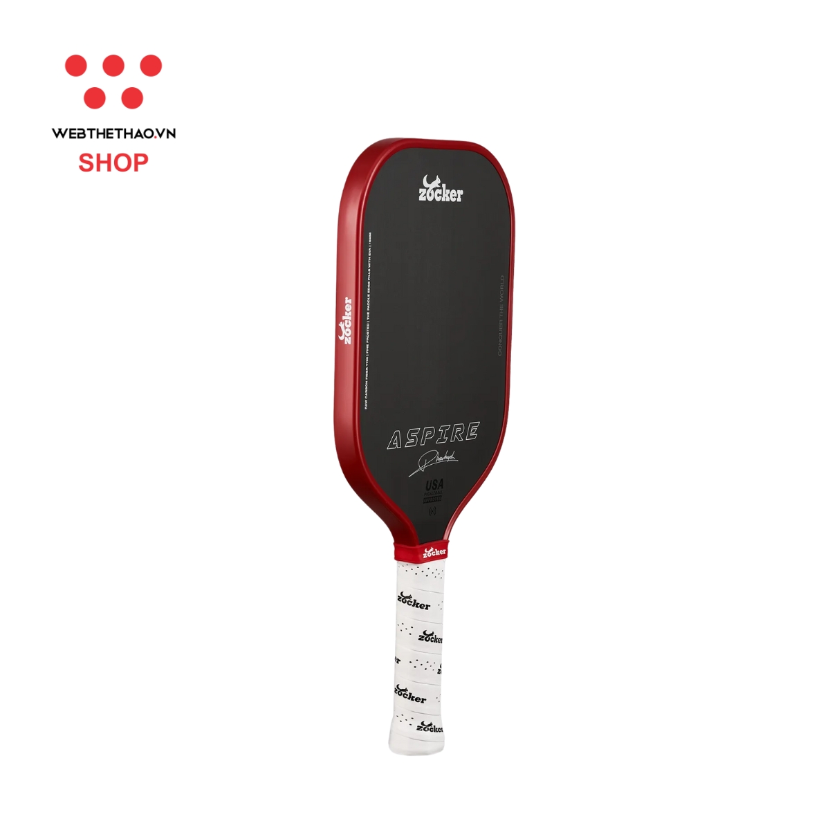 Vợt Pickleball Zocker Aspire x Phúc Huỳnh "Red" ZAxPH-01 - Hàng Chính Hãng