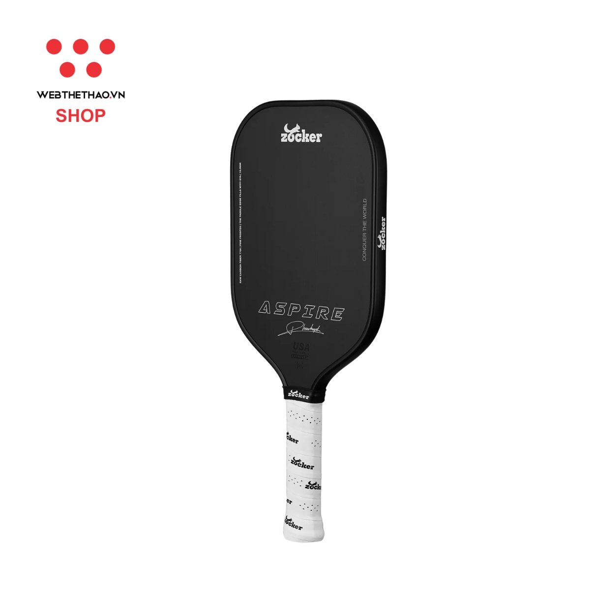 Vợt Pickleball Zocker Aspire x Phúc Huỳnh "Black" ZAxPH-05 - Hàng Chính Hãng