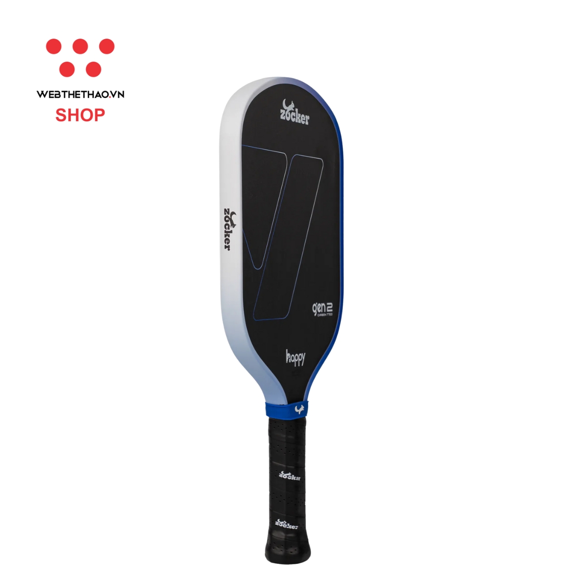 Vợt Pickleball Zocker Happy HP02 Gen 2 "White/Blue" HP02-G2-02 - Hàng Chính Hãng