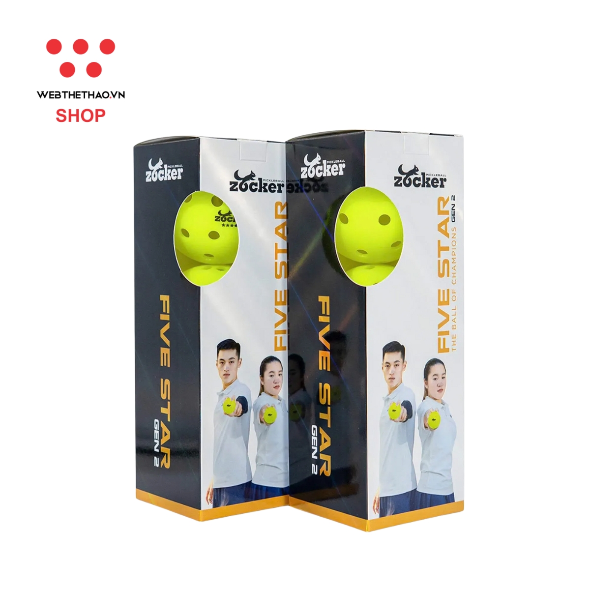 Quả bóng thi đấu Pickleball Zocker Five Star Gen 2 ZB-5SG2 - Hàng Chính Hãng