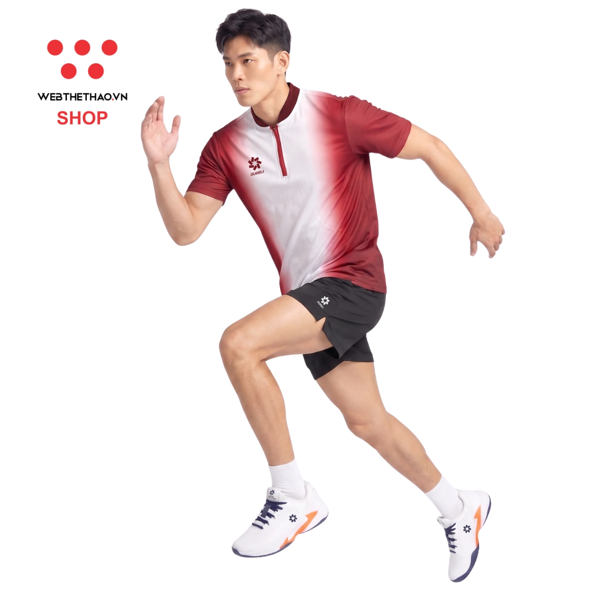 Áo polo thể thao Jogarbola Jester màu "Đỏ Trắng" MJ-A4401-01 - Hàng Chính Hãng