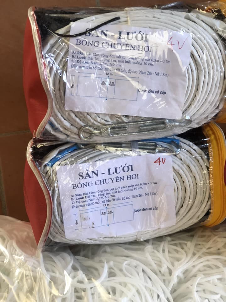 Lưới bóng chuyền hơi có cáp Huy Hoàng - 4 viền trắng - Hàng Chính Hãng