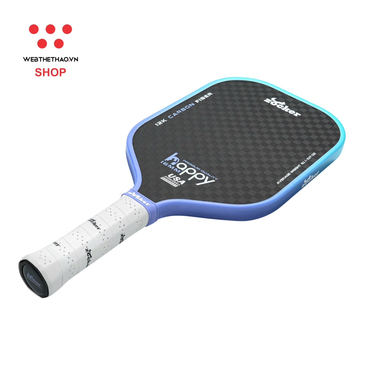 Vợt Pickleball Zocker Happy HP03 Premium Quality "Purple Gradient" HP03-03 - Hàng Chính Hãng