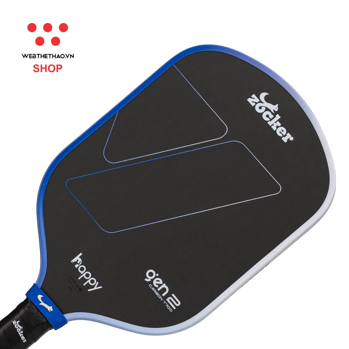 Vợt Pickleball Zocker Happy HP02 Gen 2 "White/Blue" HP02-G2-02 - Hàng Chính Hãng