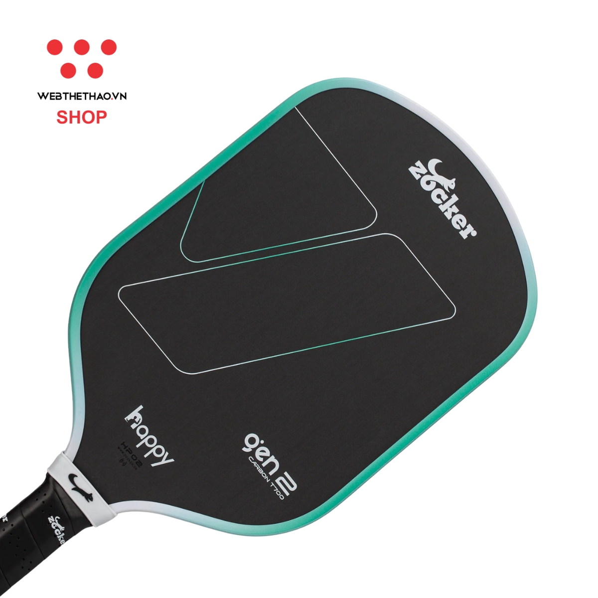 Vợt Pickleball Zocker Happy HP02 Gen 2 "White/Mint" HP02-G2-03 - Hàng Chính Hãng