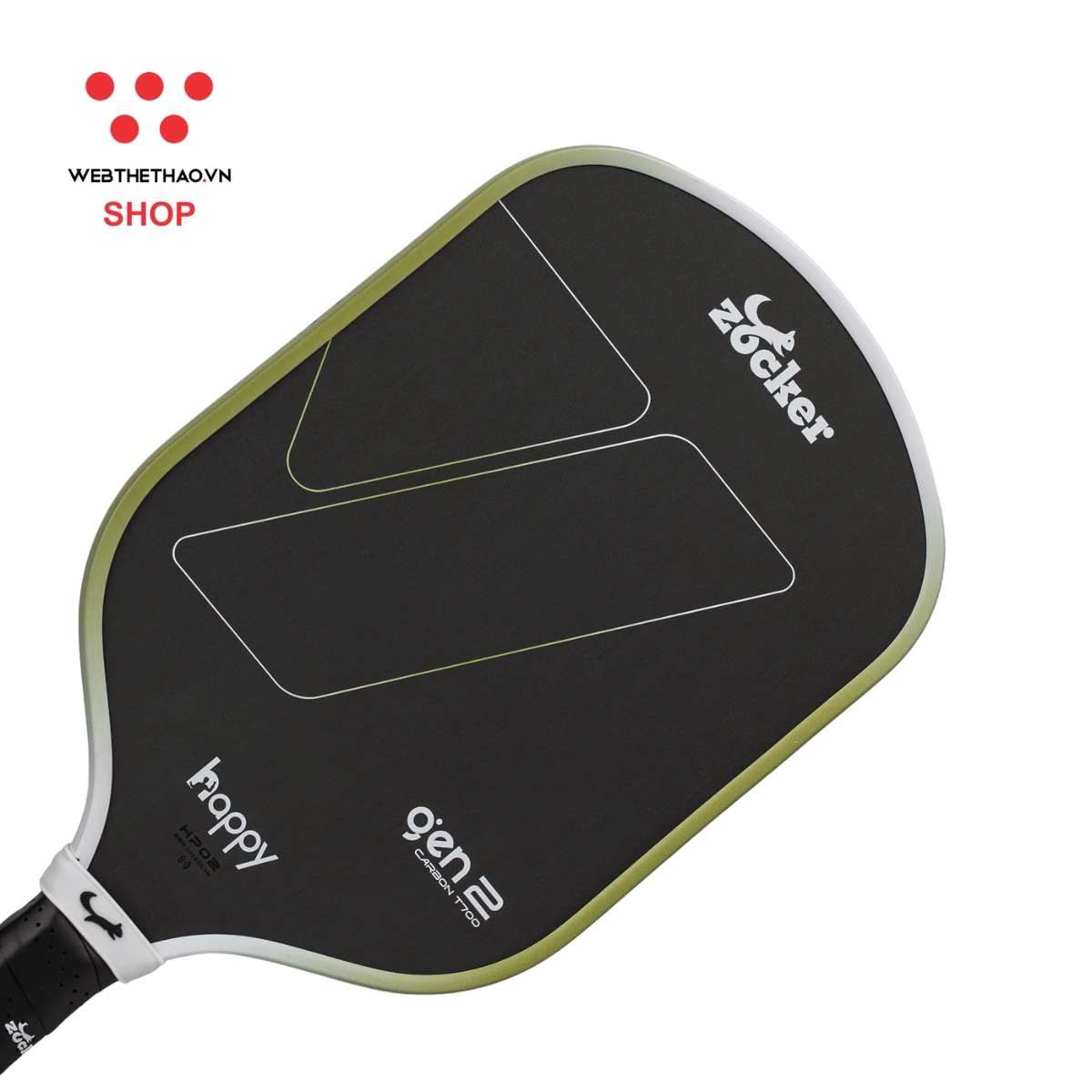 Vợt Pickleball Zocker Happy HP02 Gen 2 "White/Green" HP02-G2-04 - Hàng Chính Hãng
