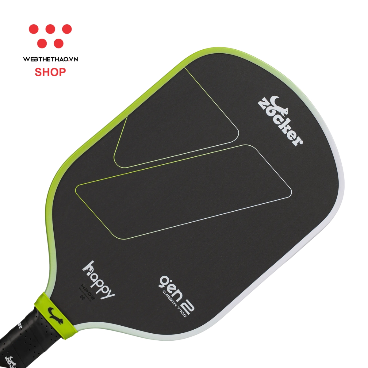 Vợt Pickleball Zocker Happy HP02 Gen 2 "White/Neon" HP02-G2-05 - Hàng Chính Hãng