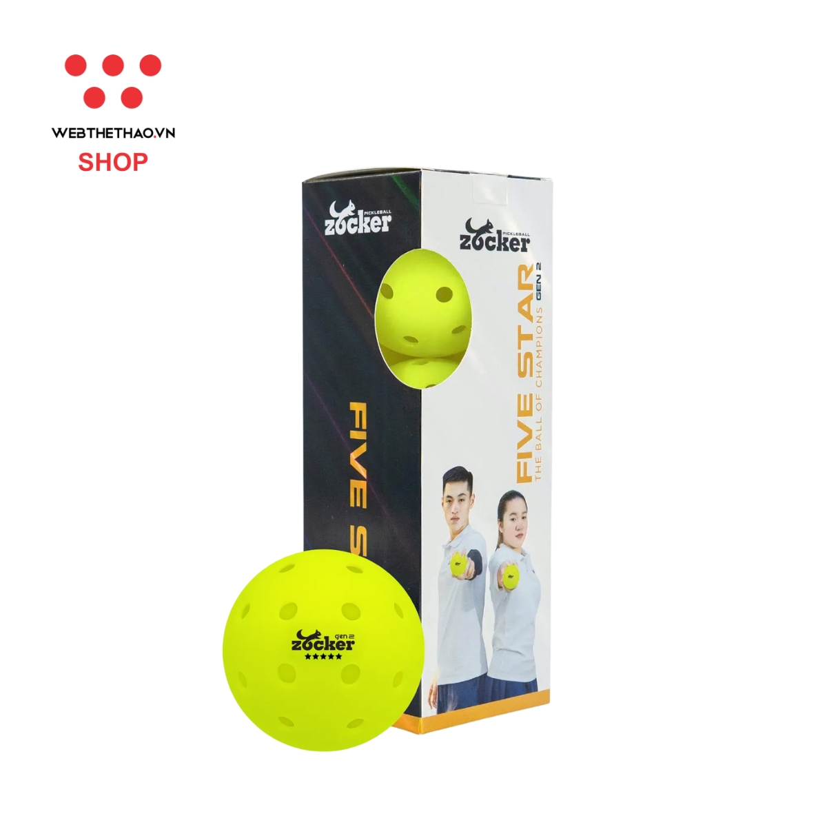 Quả bóng thi đấu Pickleball Zocker Five Star Gen 2 ZB-5SG2 - Hàng Chính Hãng