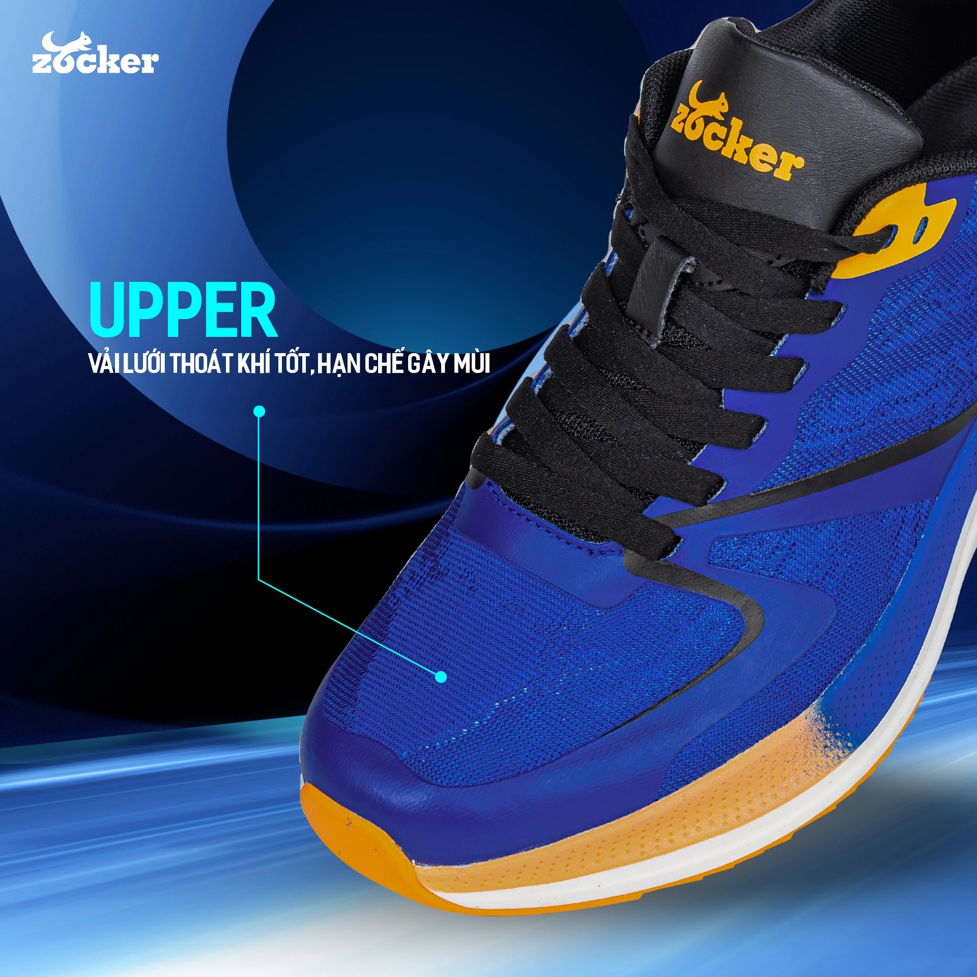 Giày chạy bộ Nam Nữ Zocker Speed Up "Royal Blue" KOJI00000402 - Hàng Chính Hãng