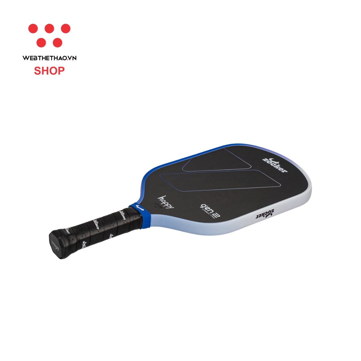 Vợt Pickleball Zocker Happy HP02 Gen 2 "White/Blue" HP02-G2-02 - Hàng Chính Hãng
