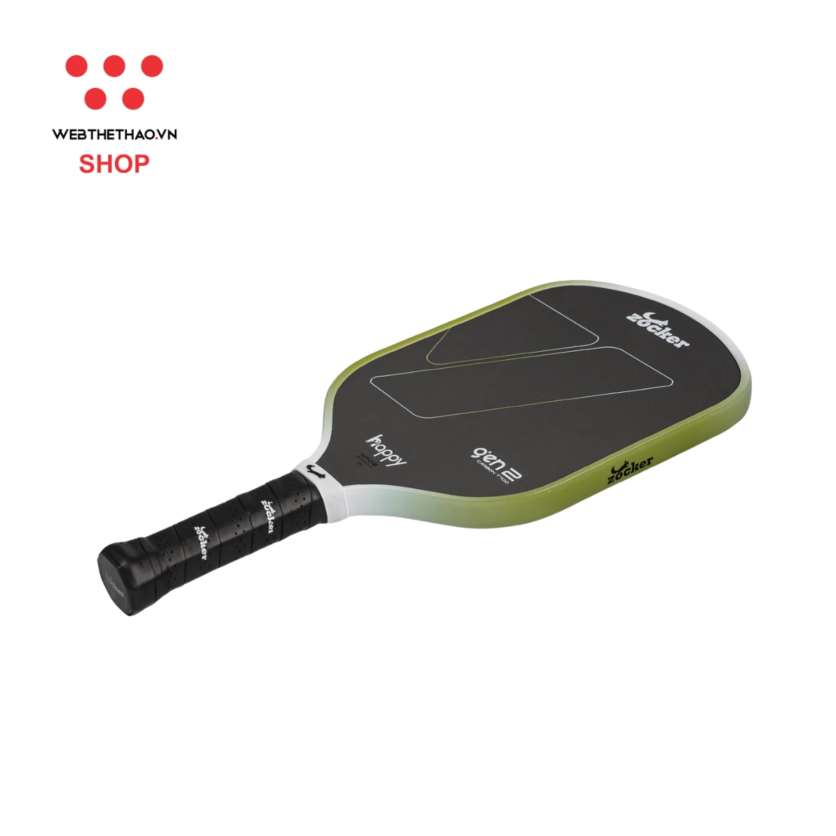 Vợt Pickleball Zocker Happy HP02 Gen 2 "White/Green" HP02-G2-04 - Hàng Chính Hãng