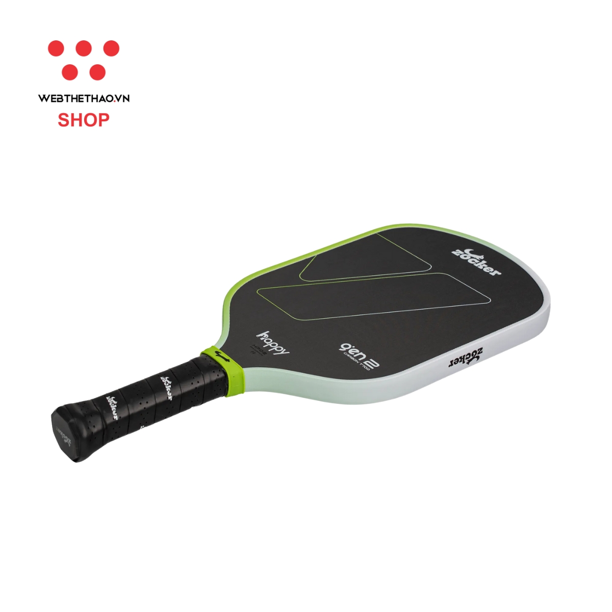 Vợt Pickleball Zocker Happy HP02 Gen 2 "White/Neon" HP02-G2-05 - Hàng Chính Hãng