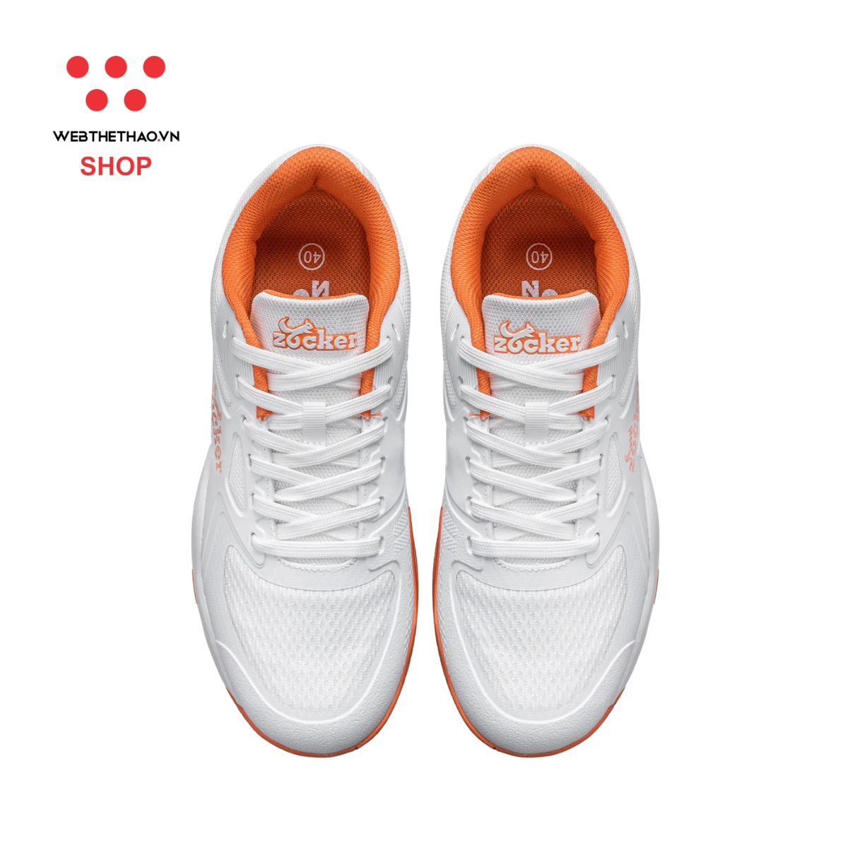 Giày Thể Thao Pickleball Zocker Aspire Speed "Trắng/Cam" Z-AspireS-04 - Hàng Chính Hãng