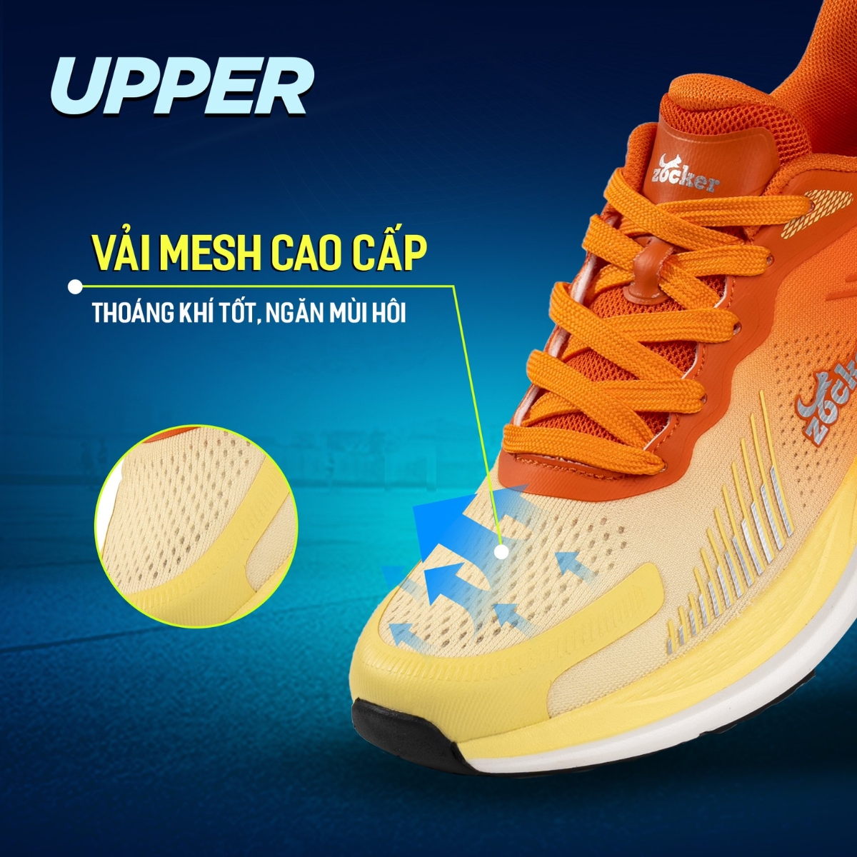 Giày chạy bộ Nam Nữ Zocker Ultra Light "Pale Yellow / Orange" KOJI00000464 - Hàng Chính Hãng