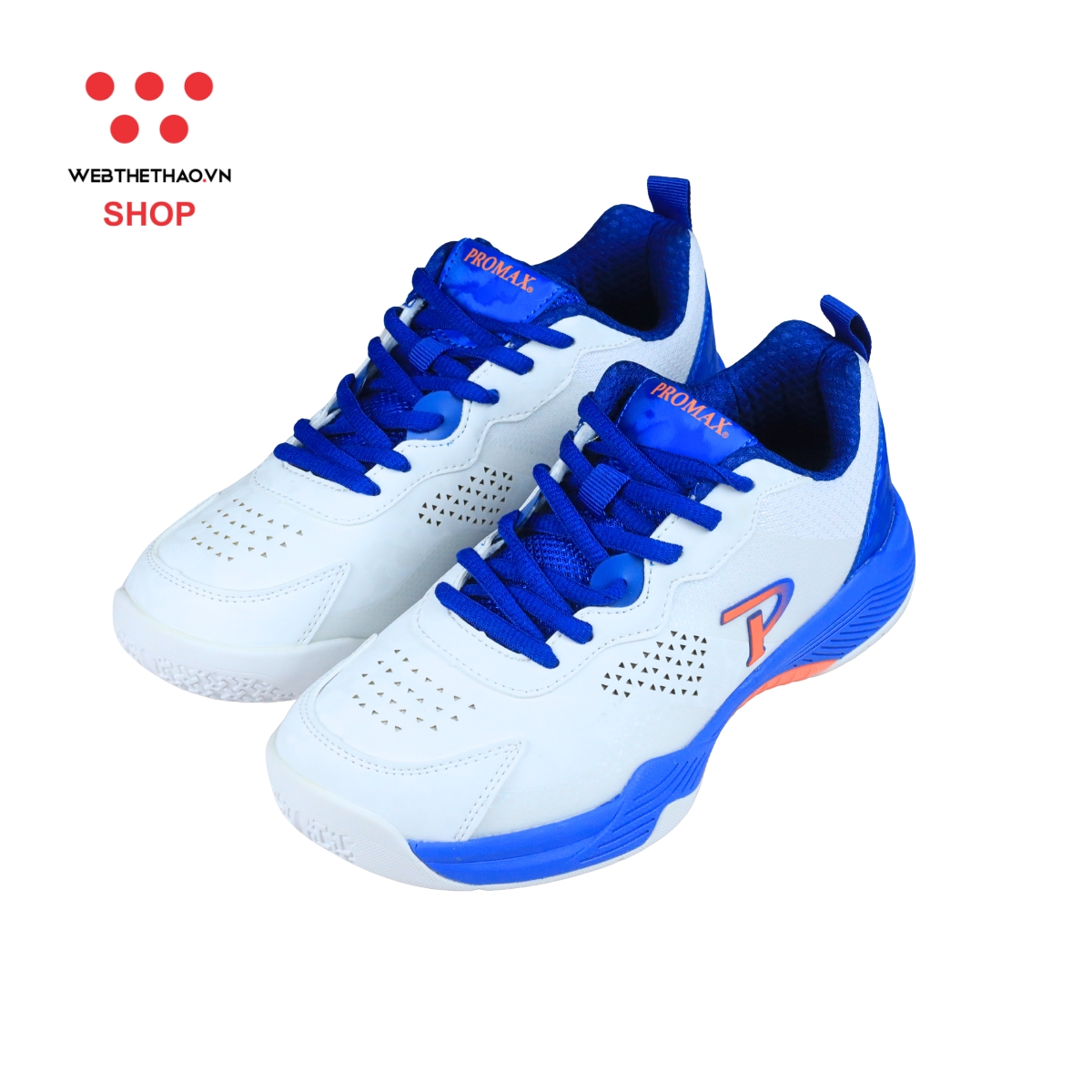 Giày Cầu Lông / Bóng Chuyền Động Lực Promax "White/Blue" PR-241023-06 - Hàng Chính Hãng