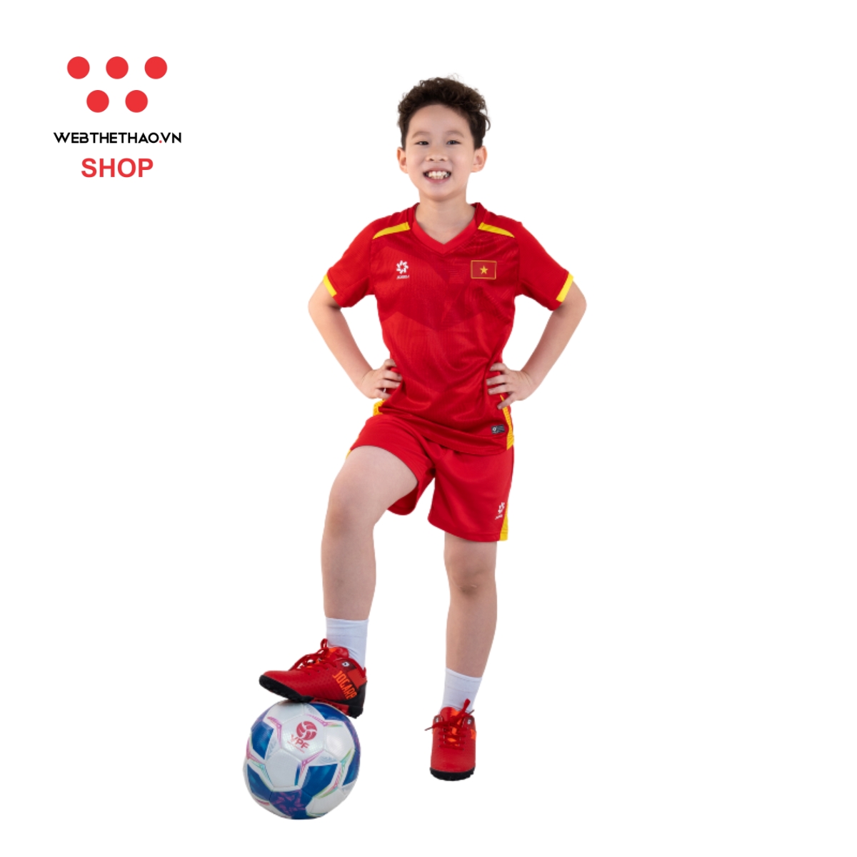 Bộ quần áo thi đấu đội tuyển quốc gia Việt Nam 2025 Nhí "Đỏ" MJ.AJ-4109-01 - Hàng Chính Hãng