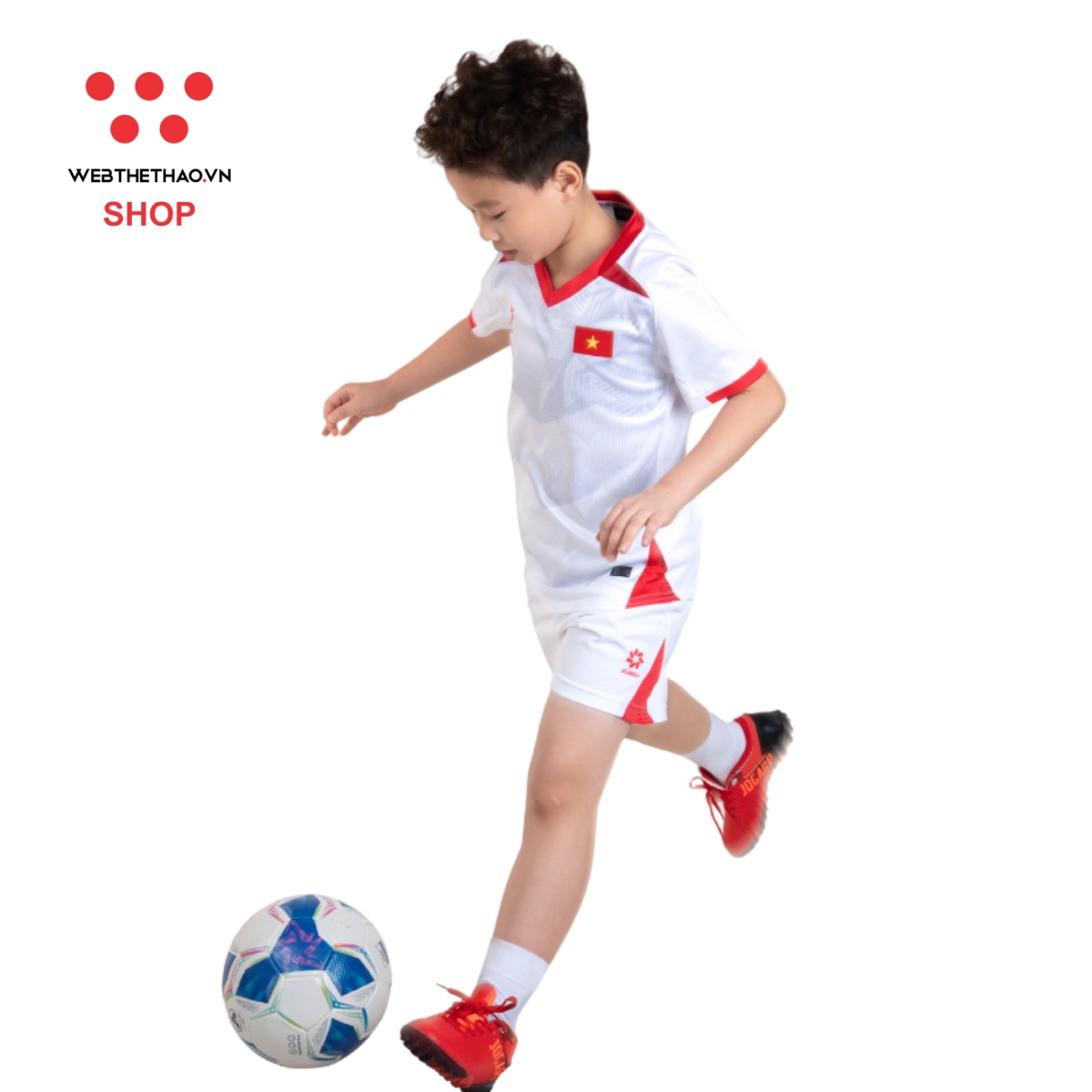 Bộ quần áo thi đấu đội tuyển quốc gia Việt Nam 2025 Nhí "Trắng" MJ.AJ-4109-01 - Hàng Chính Hãng