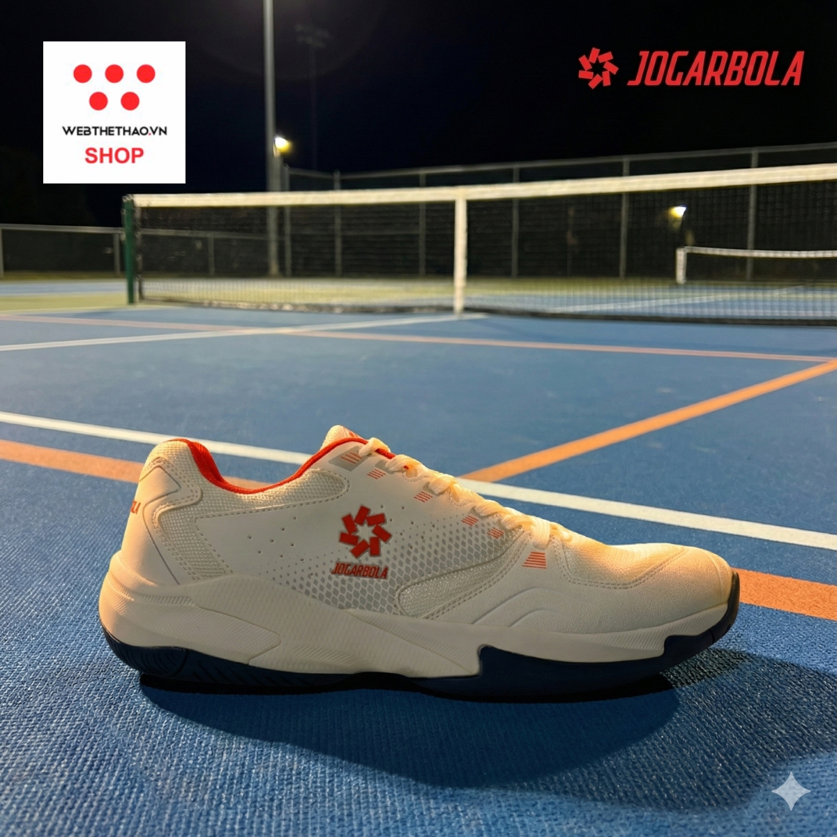 Giày thể thao Pickleball Nam Jogarbola Bubble J "Trắng/Cam" JG-Bubble-05 - Hàng Chính Hãng