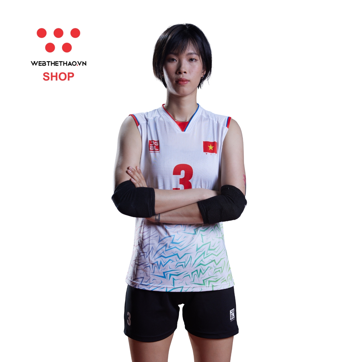 Bộ quần áo thi đấu chính thức của đội tuyển bóng chuyền Nữ Việt Nam "Trắng" JG-VNBC-03 - Hàng Chính Hãng